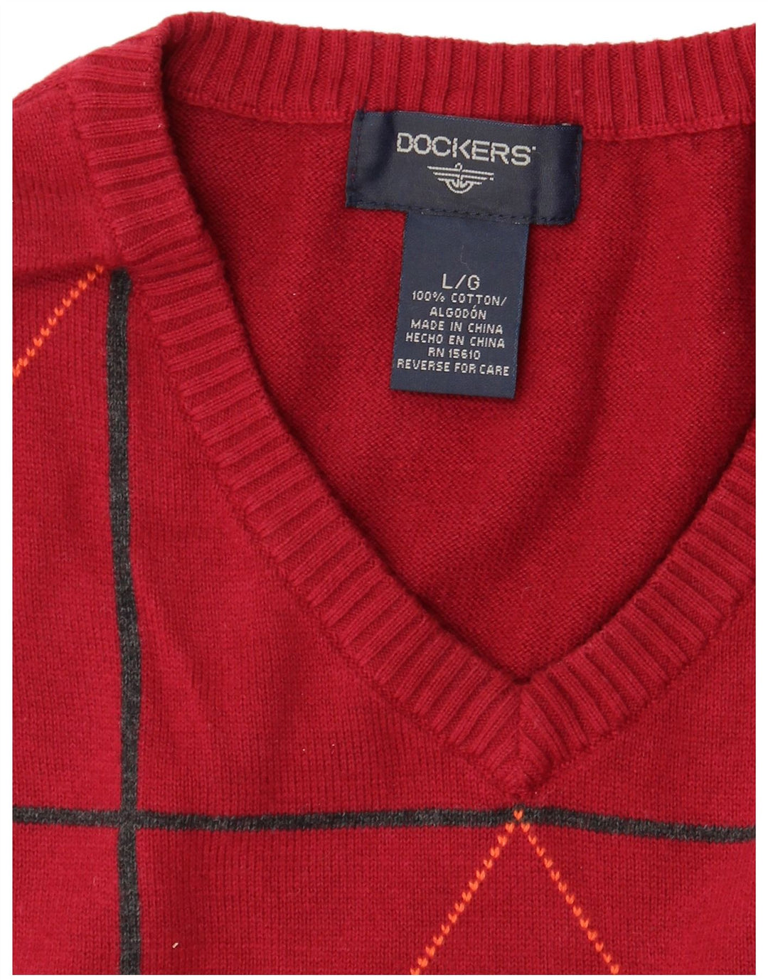 Dockers Camiseta sin mangas para hombre, talla grande, algodón rojo Argyle/Diamond