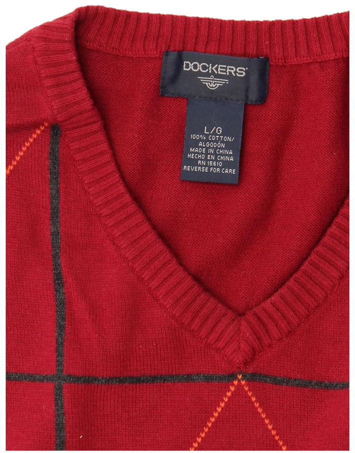 Dockers Camiseta sin mangas para hombre, talla grande, algodón rojo Argyle/Diamond