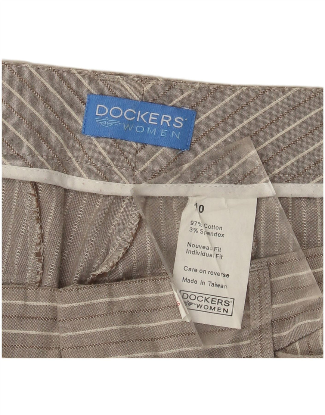 DOCKERS Pantalones capri para mujer US 10 Large W30 L22 Algodón a rayas grises