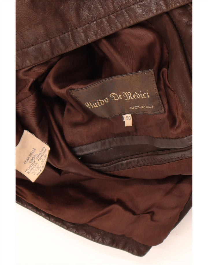 Chaqueta de cuero vintage para hombre IT 50 cuero marrón grande