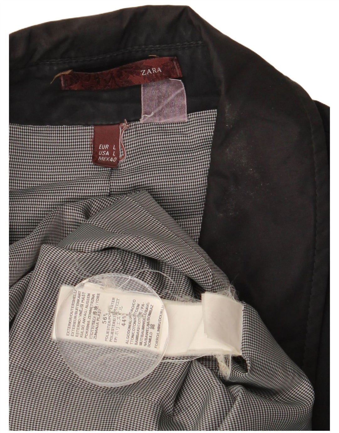 Zara Gabardina para hombre UK 40 Grande Poliéster negro