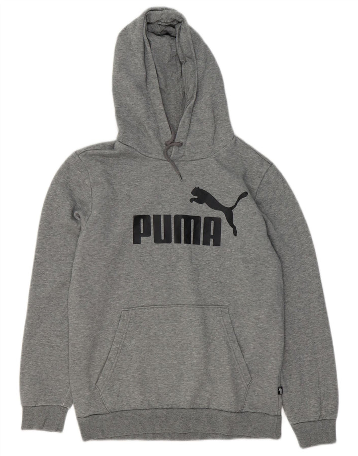 PUMA Jersey con capucha gráfica para hombre pequeño de algodón gris