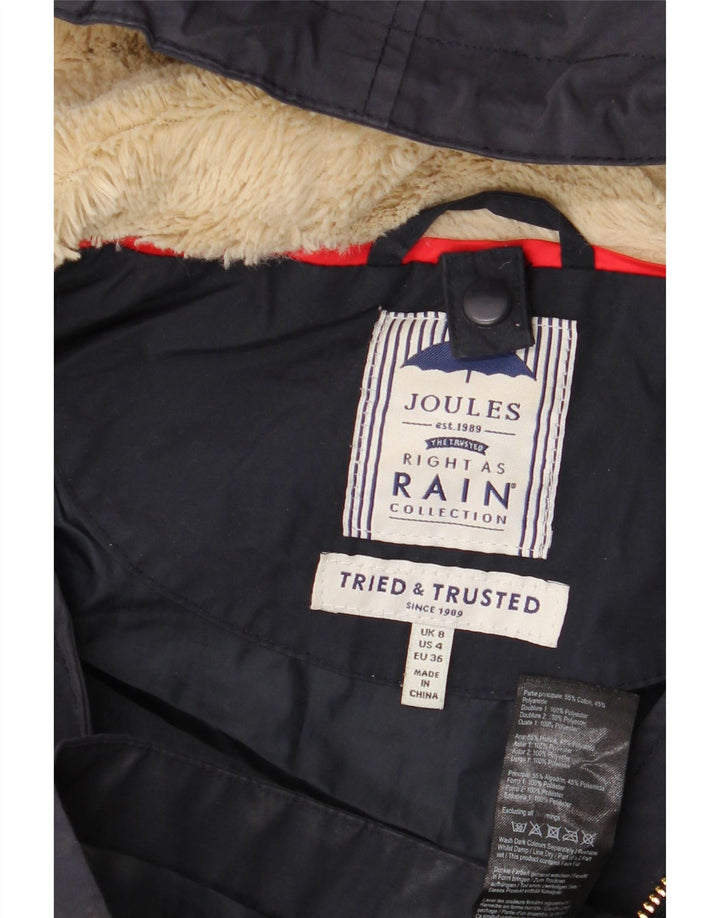 Chaqueta impermeable extragrande con capucha para mujer Joules UK 8 Small Azul marino Algodón