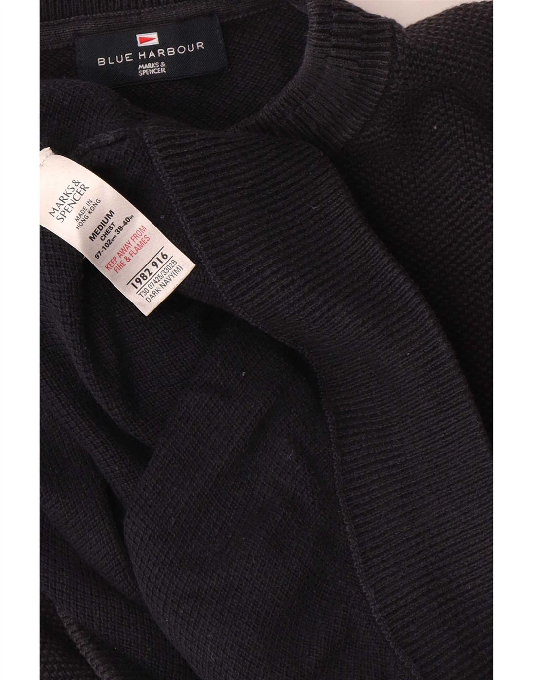 Marks & Spencer Jersey de cuello redondo azul Harbor para hombre Azul marino mediano