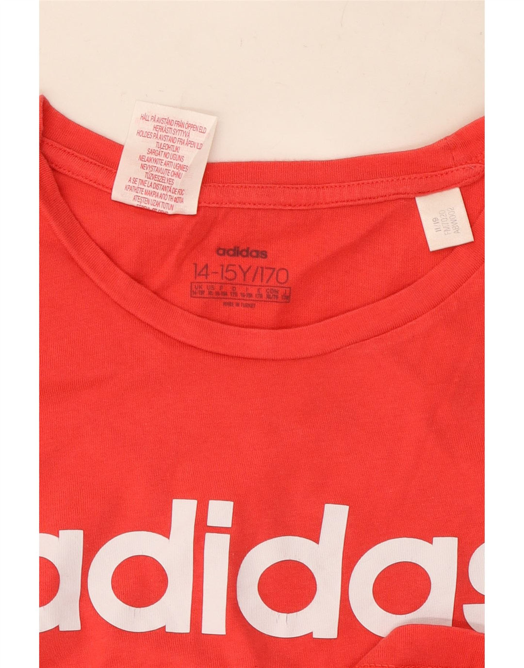 ADIDAS Girls Graphic T-Shirt Top 14-15 Years Red Cotton Vintage Adidas and Second-Hand Adidas from Messina Hembry 