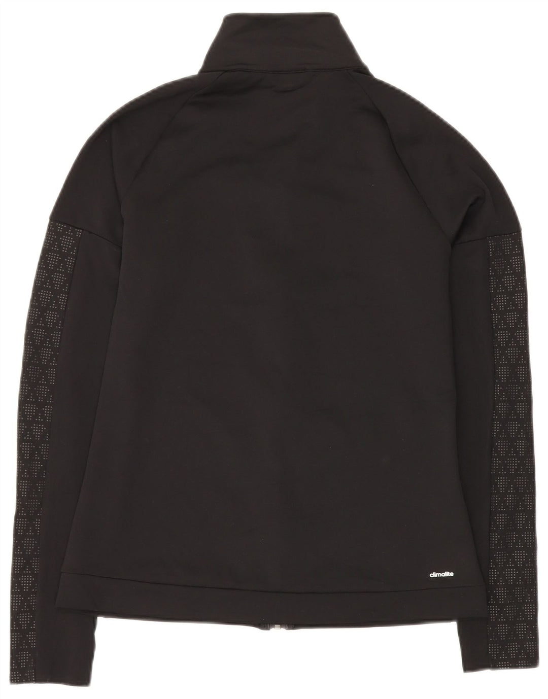 ADIDAS Mujer Climalite Chándal Top Chaqueta Reino Unido 12 Mediano Negro Geométrico