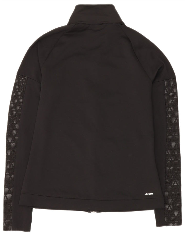 ADIDAS Mujer Climalite Chándal Top Chaqueta Reino Unido 12 Mediano Negro Geométrico
