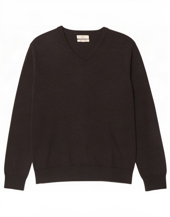 Marks & Spencer Jersey con cuello en V para hombre XL Algodón gris