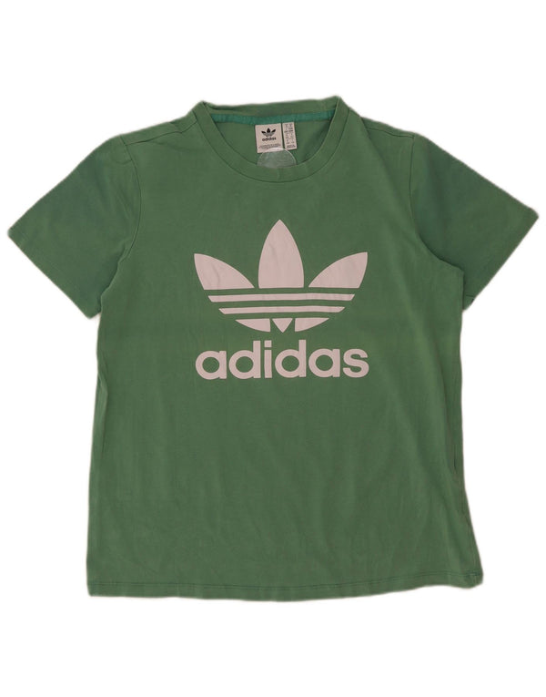 Adidas Camiseta gráfica para mujer Top UK 44 Algodón verde medio