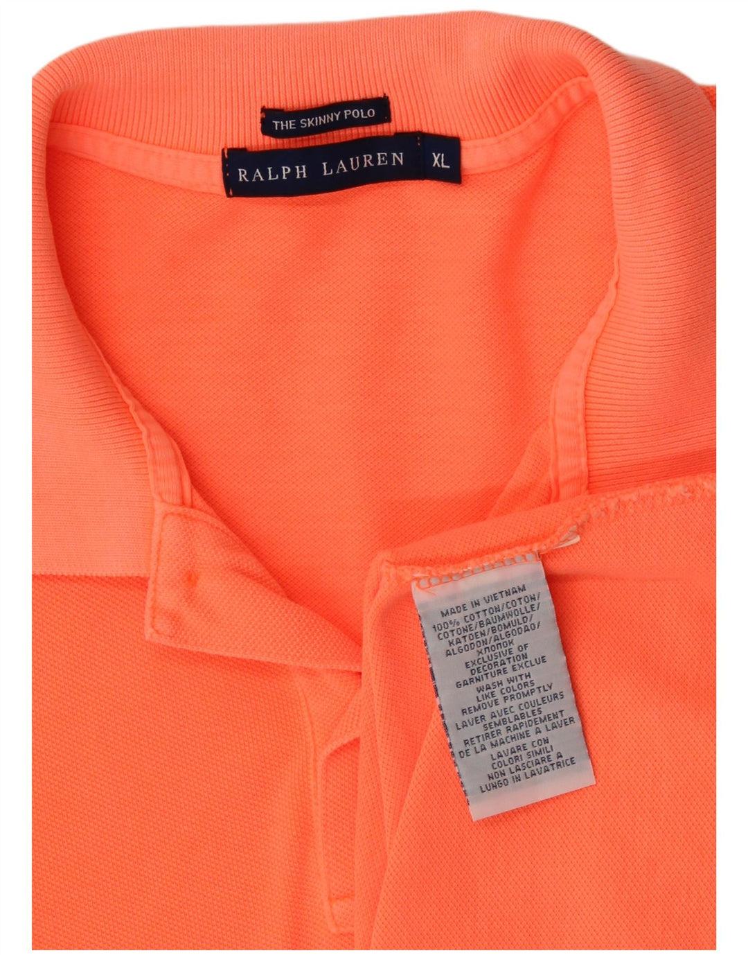 RALPH LAUREN Polo ajustado para mujer UK 40 XL Algodón naranja