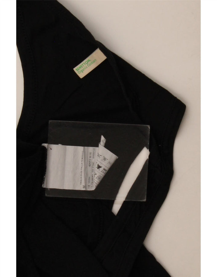 Benetton Camiseta Sin Mangas Mujer UK 42 Mediano Negro Algodón