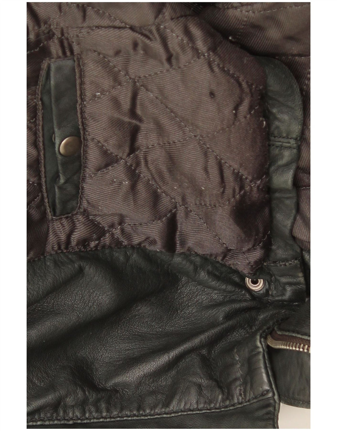XETRA Chaqueta corta de cuero con capucha para mujer UK 12 Medium Black
