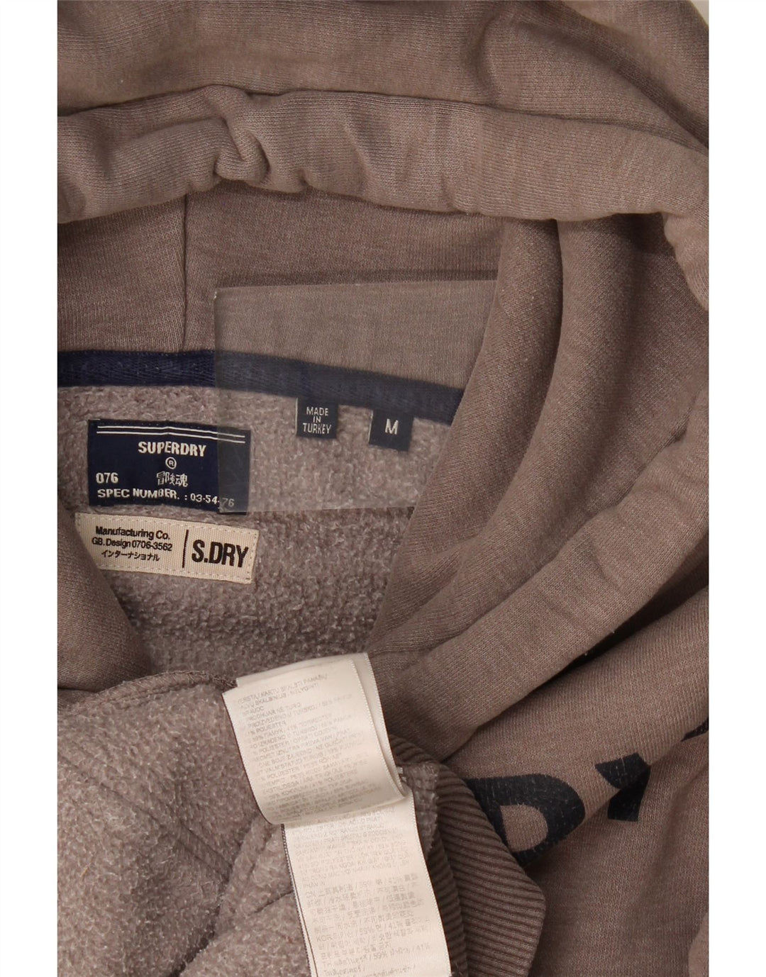 Superdry Hombre Sudadera Con Capucha Gráfica De Algodón Gris Medio