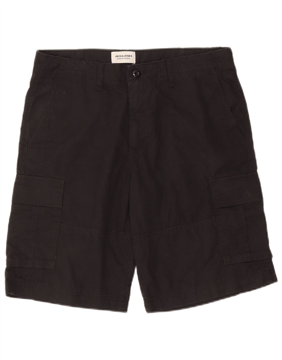 Jack & Jones Mens Cargo Shorts Medium W32 Algodón Negro