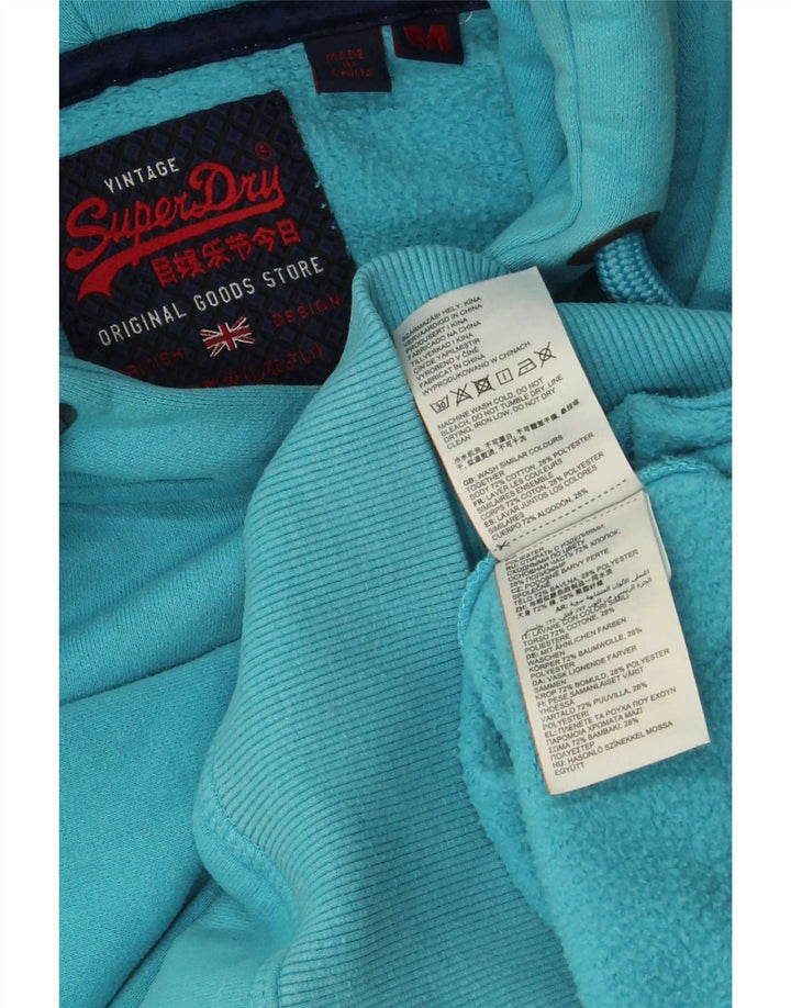Superdry Jersey con capucha gráfica de algodón azul medio