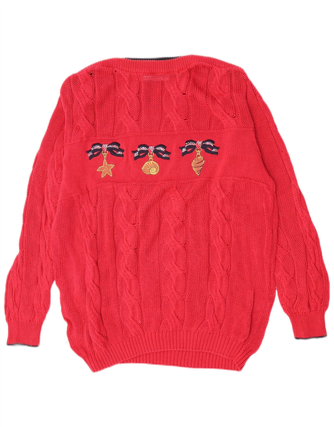 St. Germain suéter gráfico para mujer con cuello barco IT 46 grande rojo clásico