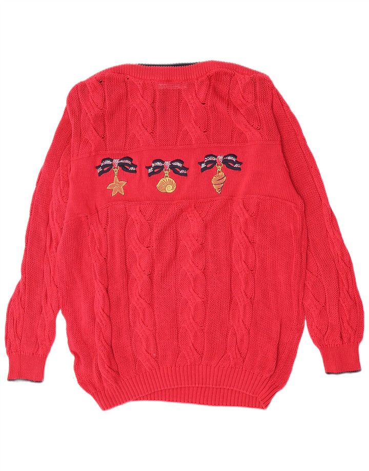 St. Germain suéter gráfico para mujer con cuello barco IT 46 grande rojo clásico