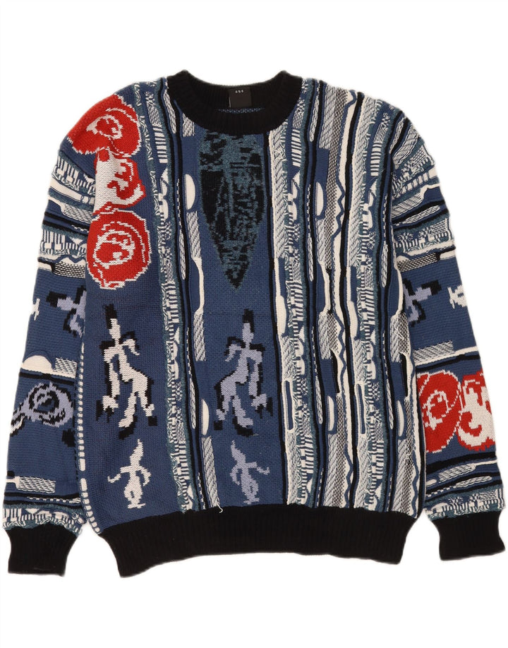 Urban Outfitters Jersey de cuello redondo con estampado abstracto para hombre azul medio