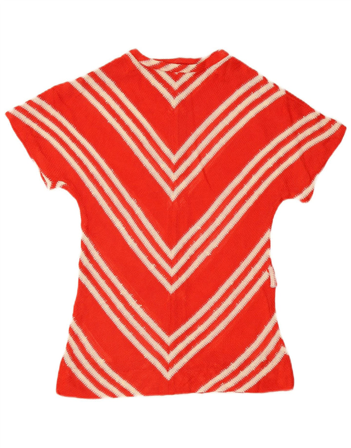 Vintage mujer punto blusa Top EU 40 Chevron rojo medio