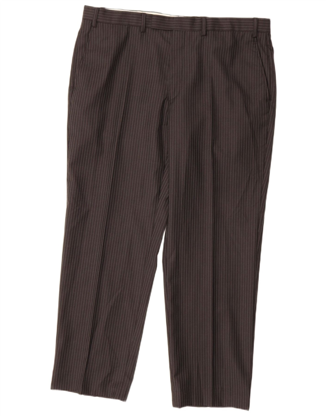 MARKS & SPENCER Pantalón de traje recto para hombre W38 L29 Lana gris a rayas