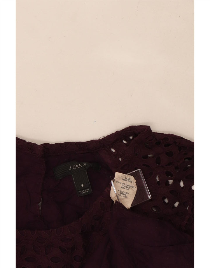 J. CREW Blusa para mujer Top US 8 Medio Púrpura Floral Algodón