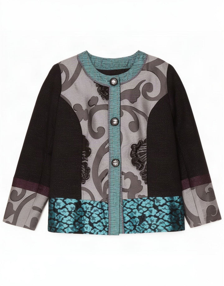 Chaqueta tipo blazer vintage para mujer UK 44 Mediana Bloque de color multicolor