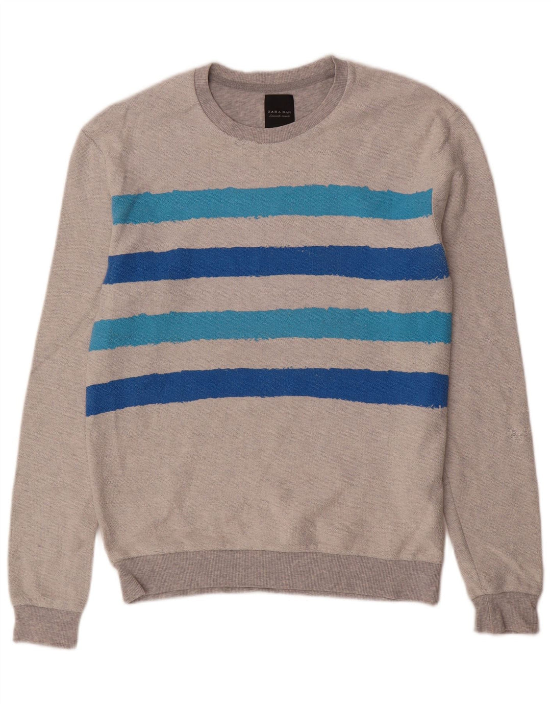 Zara Hombre Sudadera Jumper Gris Medio Rayas