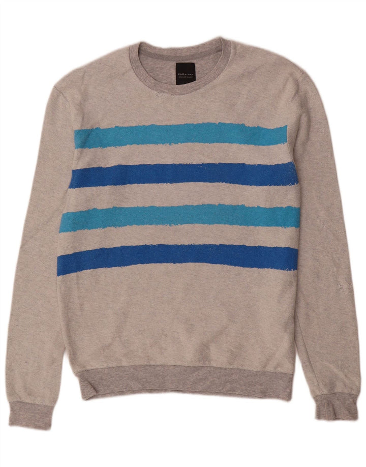 Zara Hombre Sudadera Jumper Gris Medio Rayas
