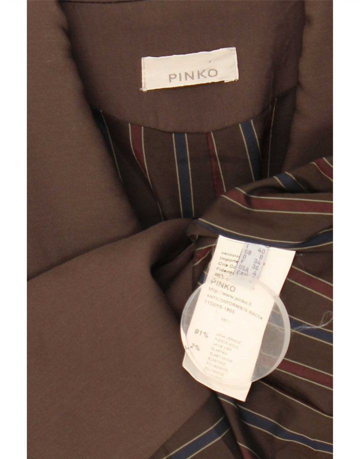 Pinko Chaqueta tipo blazer con 1 botón para mujer UK 8 Small Lana marrón