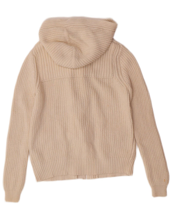 MASSIMO DUTTI Suéter tipo cárdigan con capucha para mujer UK 6 XS Algodón beige