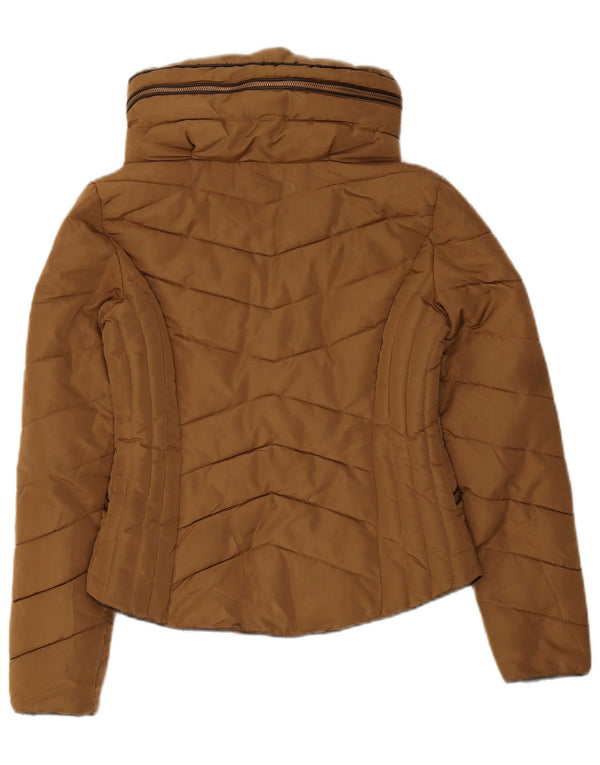 Zara Mujer Chaqueta Acolchada UK 42 Marrón Medio Poliéster