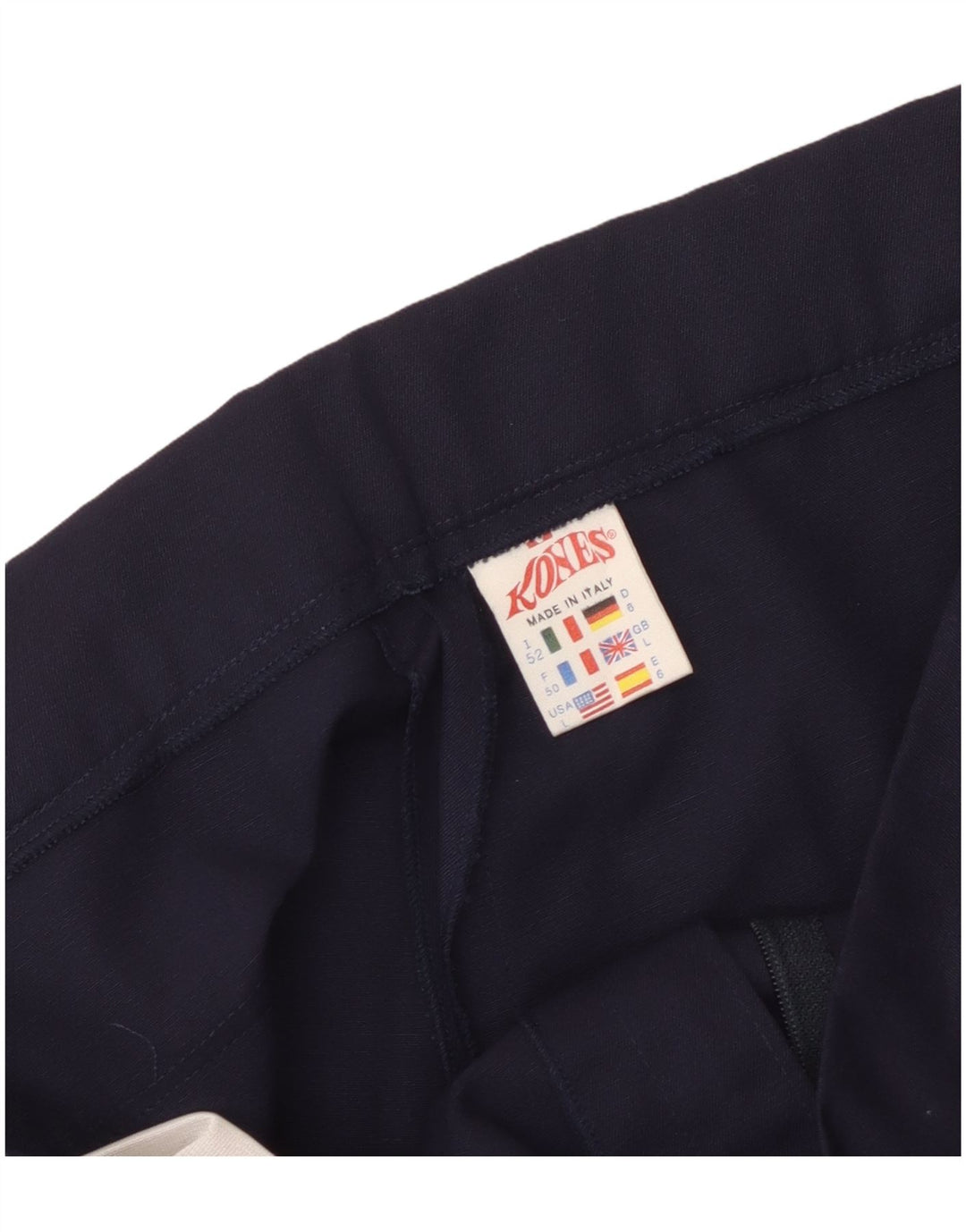 Vintage hombres chino pantalones cortos grandes W36 poliéster azul marino