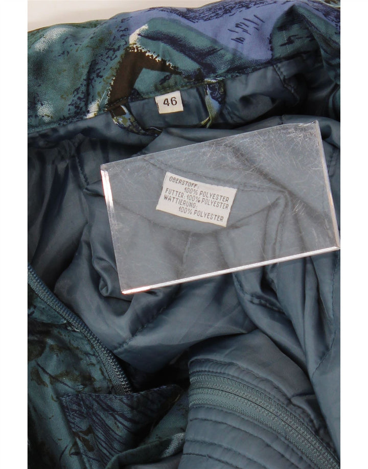 VINTAGE Mujer Patrón abstracto Abrigo cortavientos de gran tamaño EU 44 XL Azul