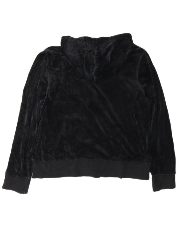 Calvin Klein Suéter con capucha de terciopelo con cremallera para mujer UK 18 XL Algodón negro