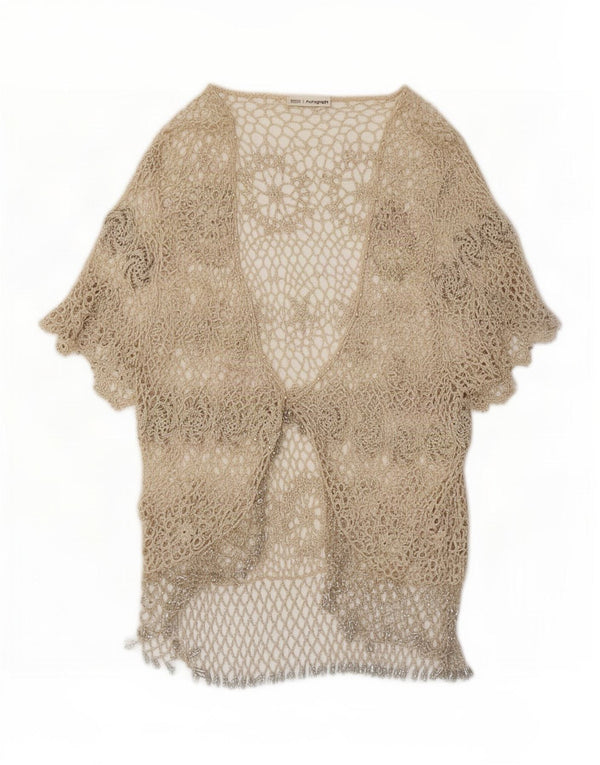 Marks & Spencer Cárdigan de crochet para mujer UK 40 Medio Beige Floral