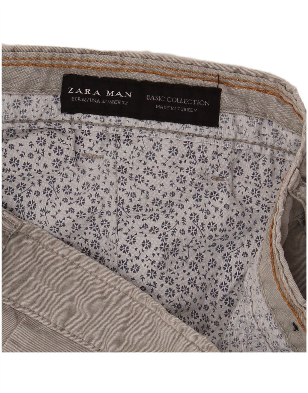 Zara Mens Chino Shorts EU 42 Large W32 Gris