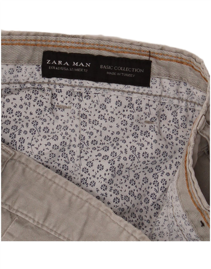 Zara Mens Chino Shorts EU 42 Large W32 Gris