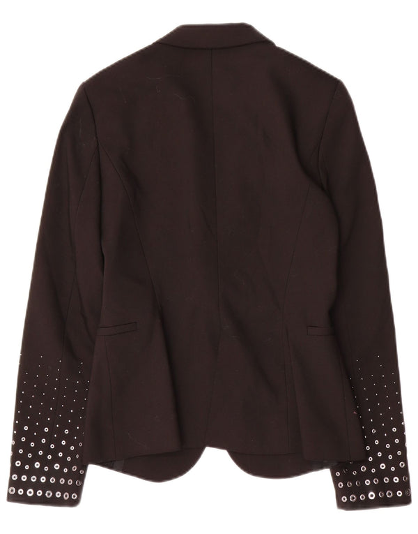 ZARA Chaqueta Blazer De 1 Botón Para Mujer UK 10 Small Poliéster Negro