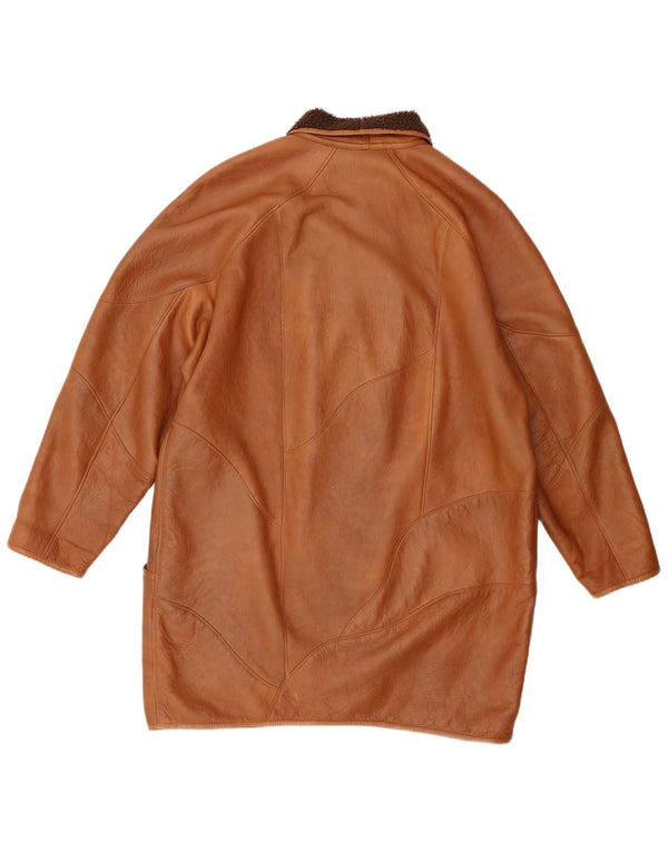 Vintage mujer shearling abrigo Reino Unido 18 XL Marrón