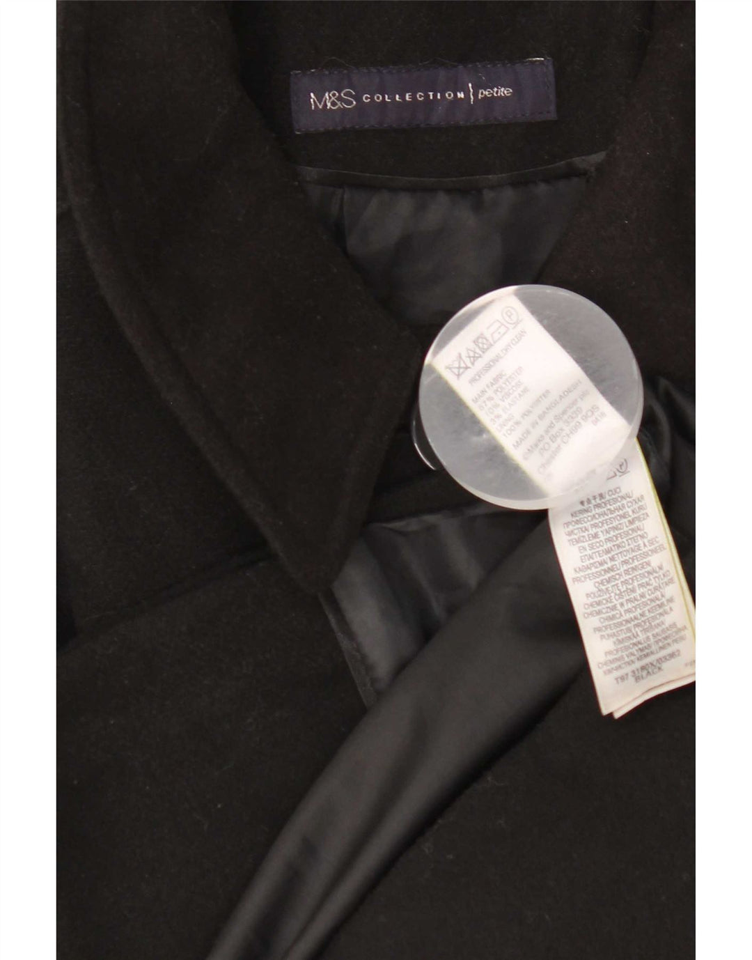 Marks & Spencer Abrigo de corte regular para mujer UK 10 Small Poliéster negro