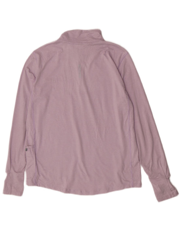 Nike Mujer Zip Neck Running Top Manga Larga UK 44 Mediano Púrpura Deportes