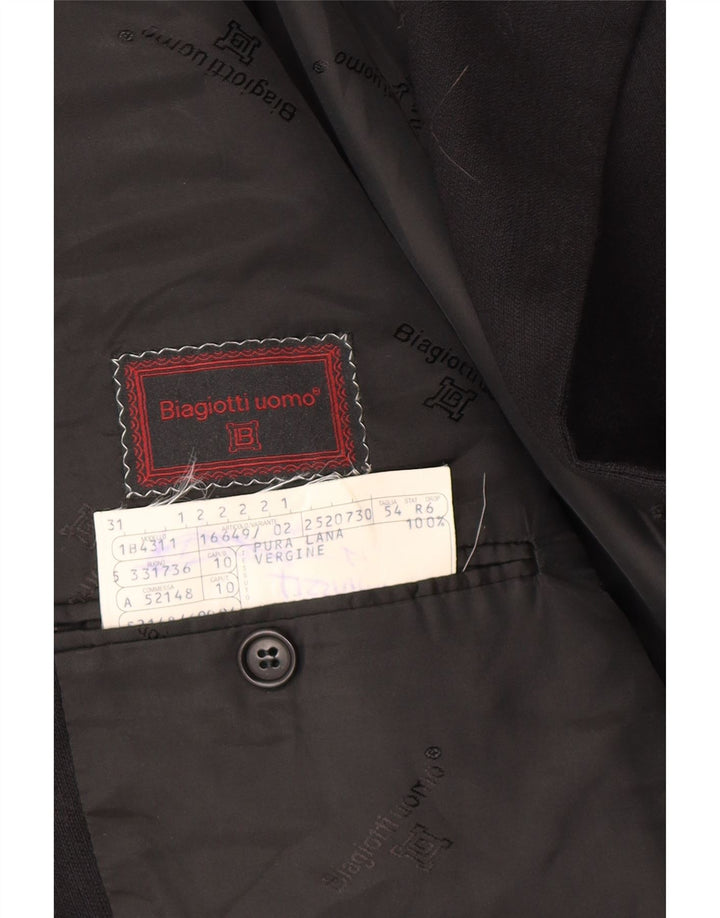 BIAGIOTTI Chaqueta tipo blazer de 4 botones para hombre IT 54 2XL Lana negra