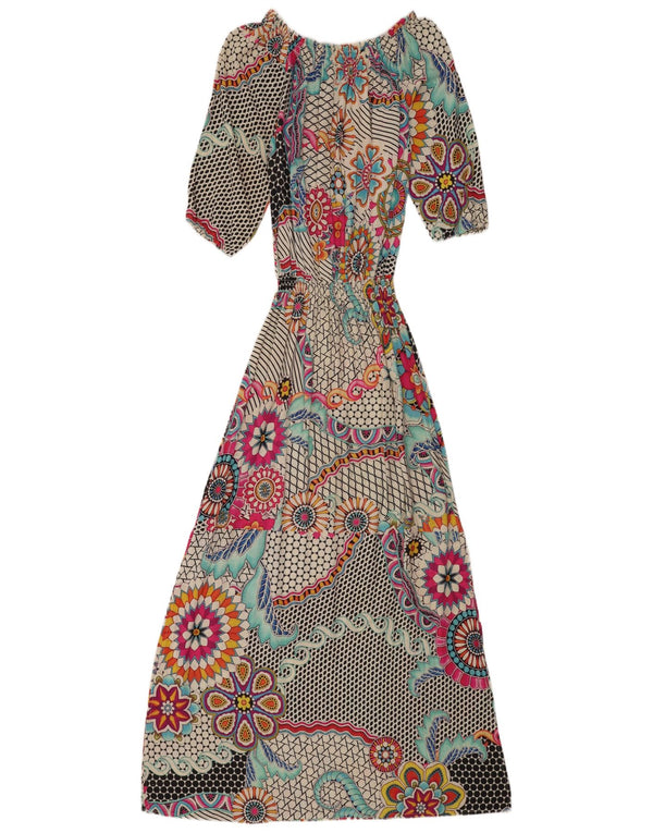 Desigual Vestido largo de manga 3/4 para mujer EU 40 Medium Multicolor Floral