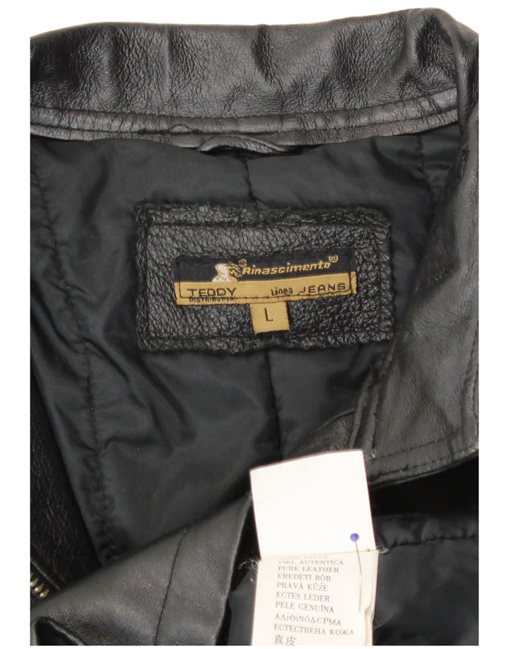 Vintage mujer chaqueta de cuero Reino Unido 16 cuero negro grande