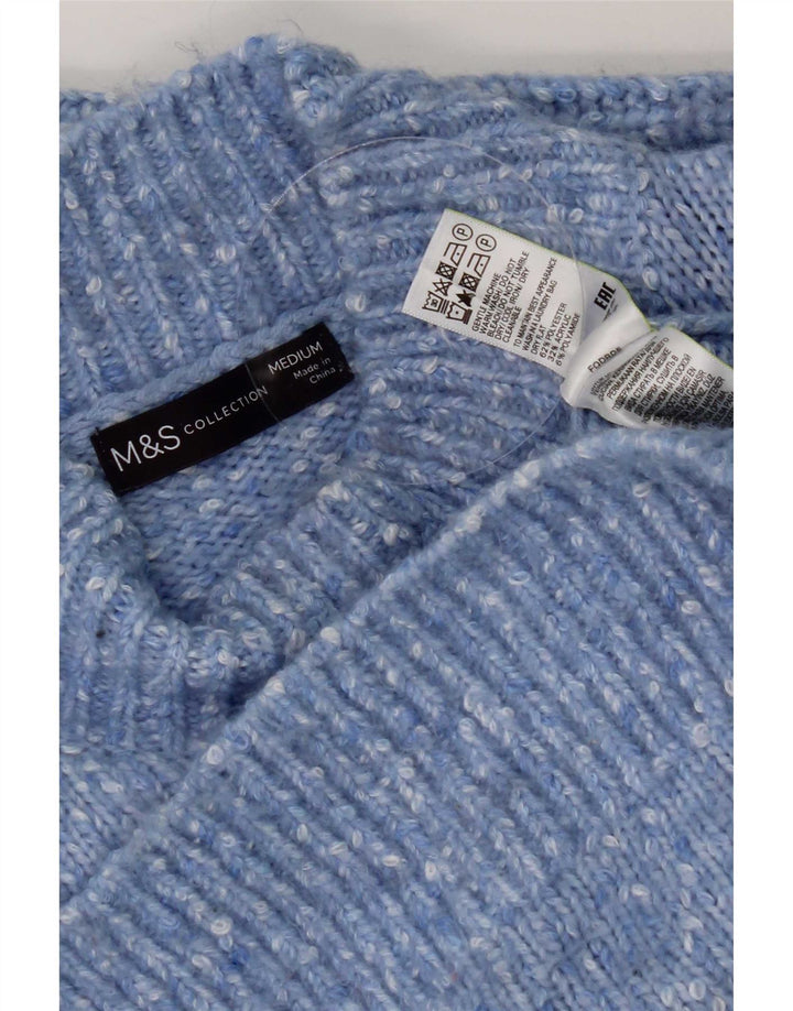 Marks & Spencer Jersey con Cuello Alto para Mujer UK 44 Medio Azul Moteado