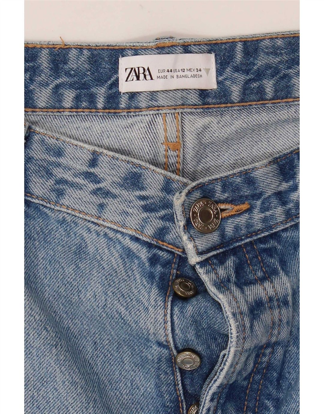 Zara Jeans rectos desgastados para mujer EU 44 Large W34 L32 Azul