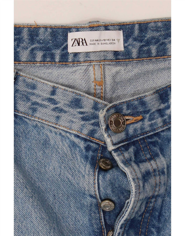 Zara Jeans rectos desgastados para mujer EU 44 Large W34 L32 Azul