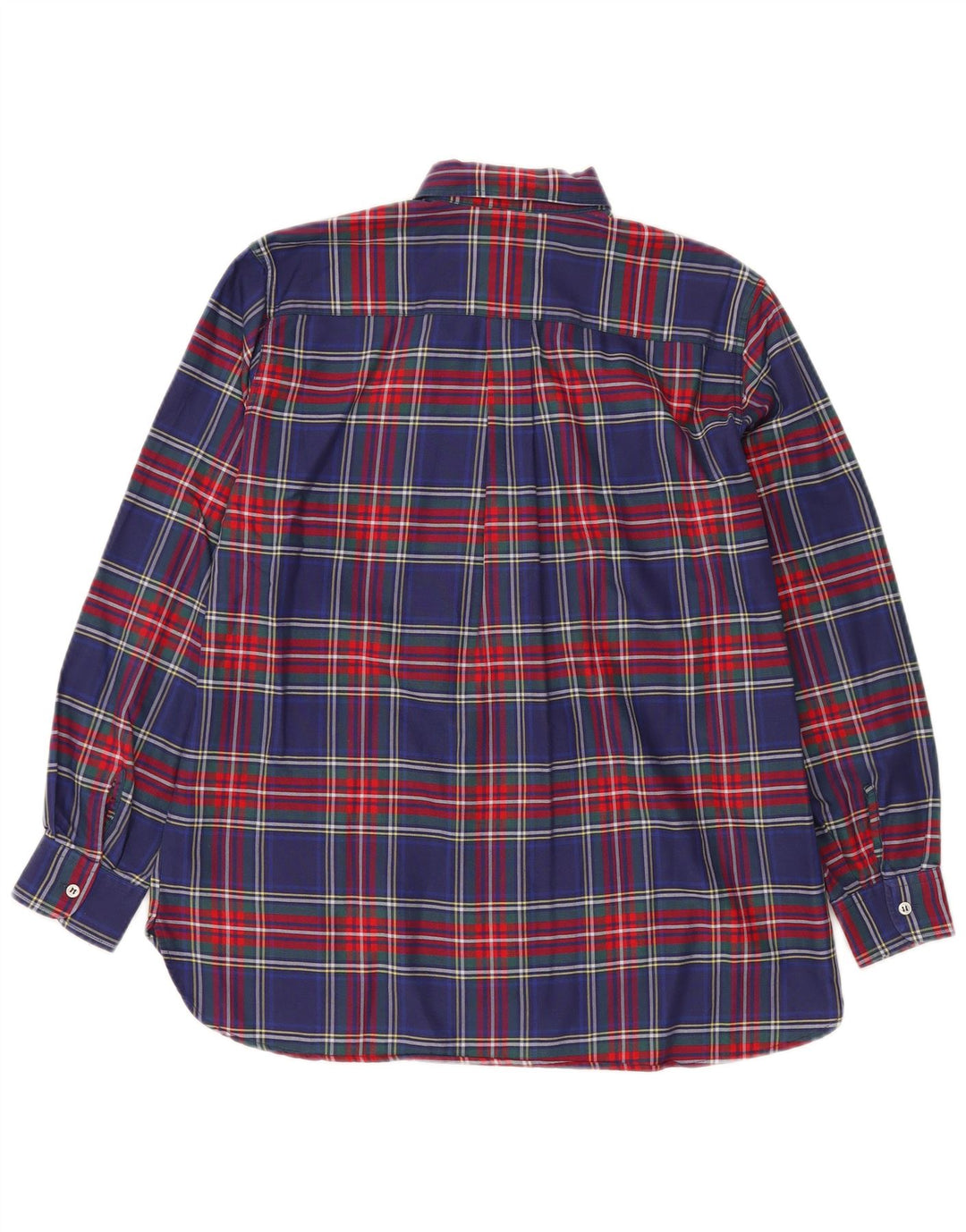 Camisa Benetton Hombre Small Algodón A Cuadros Azul