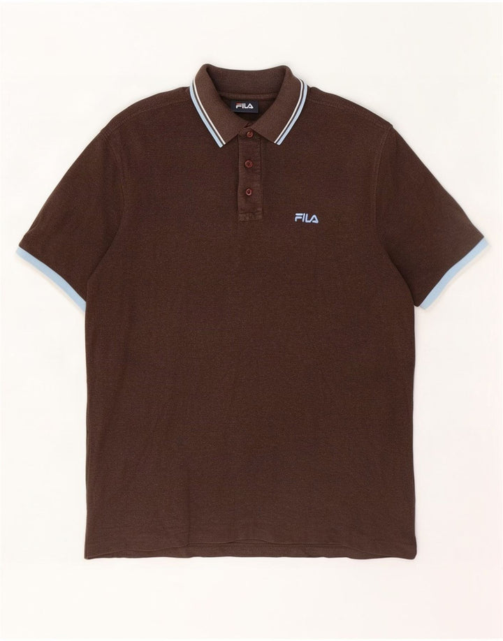 Fila Polo para hombre de algodón marrón grande