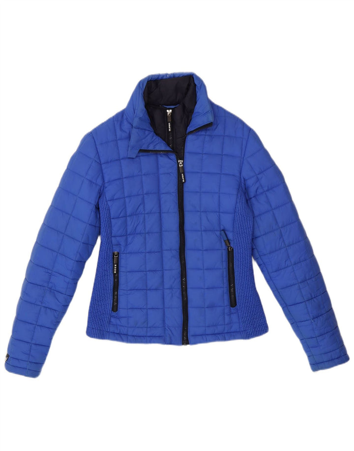 SUPERDRY Chaqueta acolchada para mujer UK 10 Small Blue Poliéster